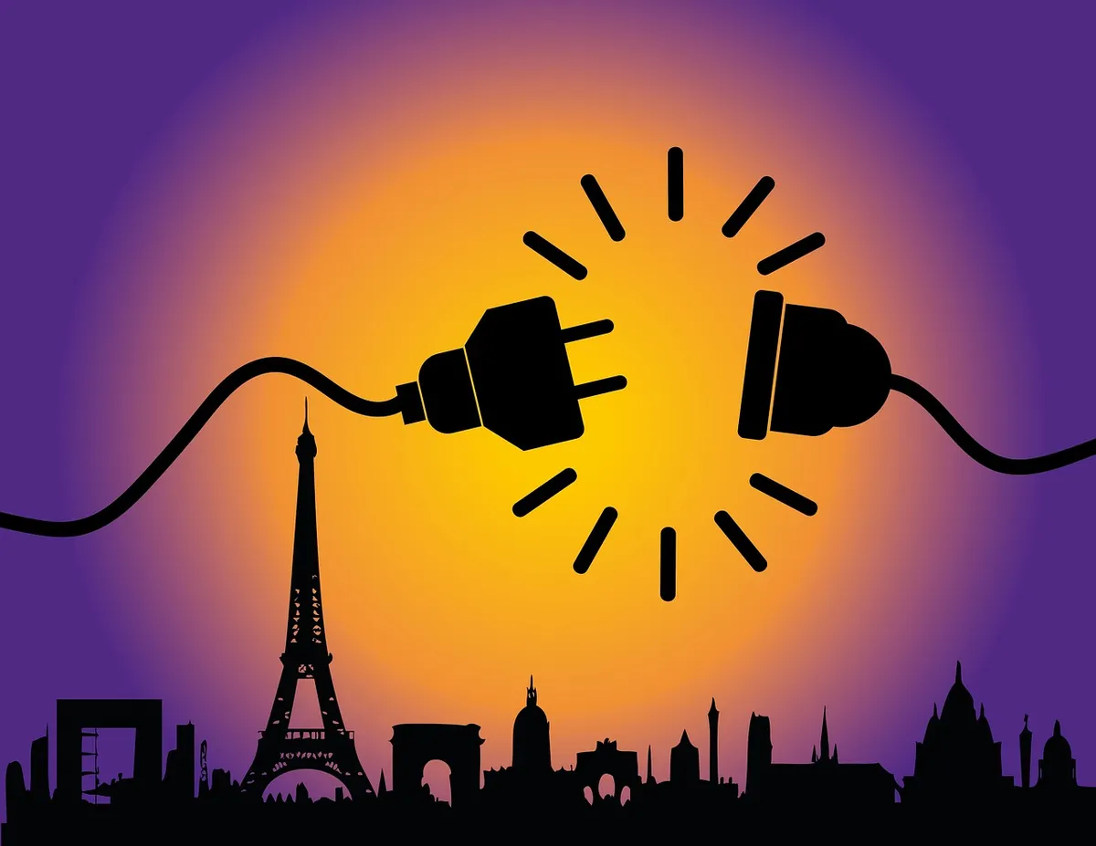 blackout, power saving, skyline, paris, city, europe, electricity, atomic energy, green electricity, energy, save up, scarcity, symbol, blackout, blackout, blac