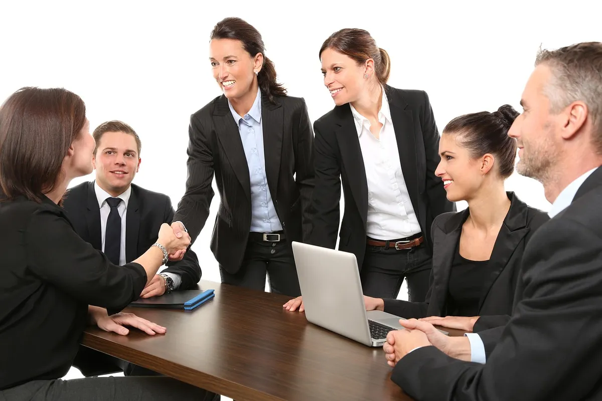 people, business, meeting, business meeting, coworkers, agreement, men, women, professionals, office, employees, suit, work, greeting, boss, computer, group, ha