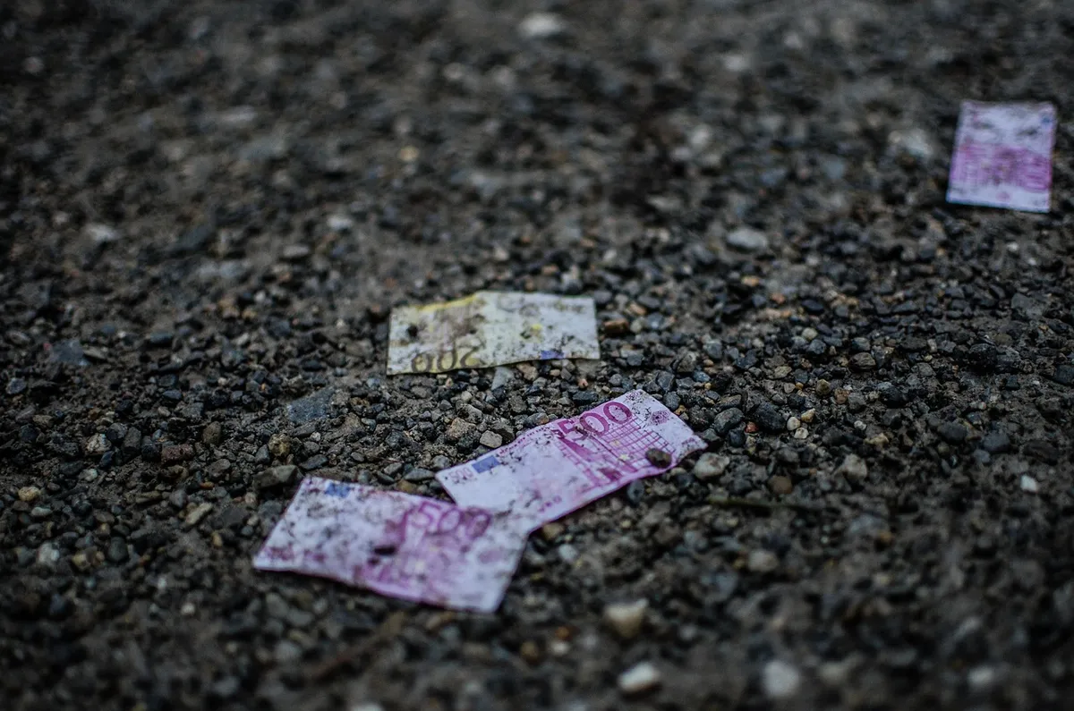 money, floor, pebble, currency, waste, waste of money