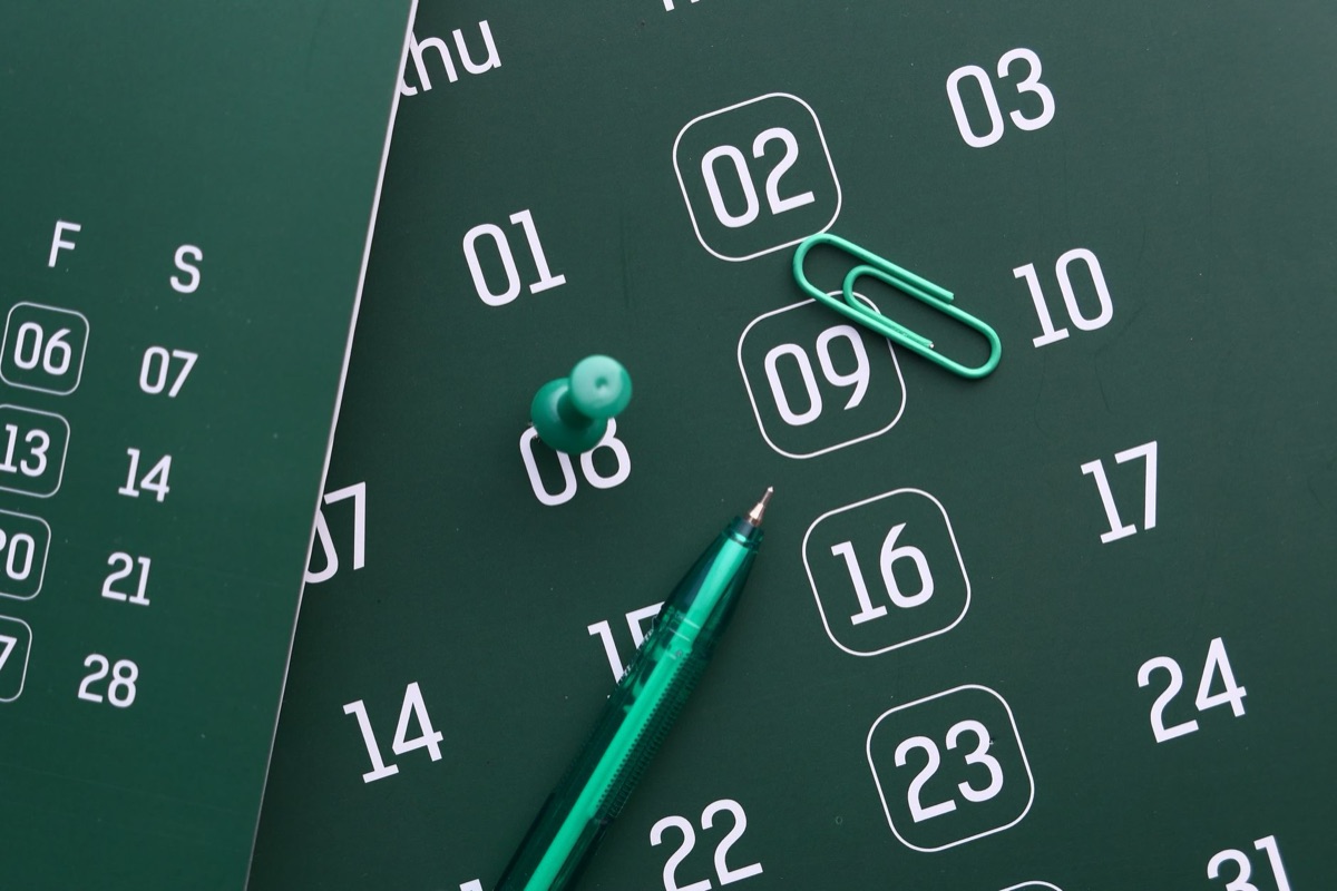 calendario con fechas de presupuesto
